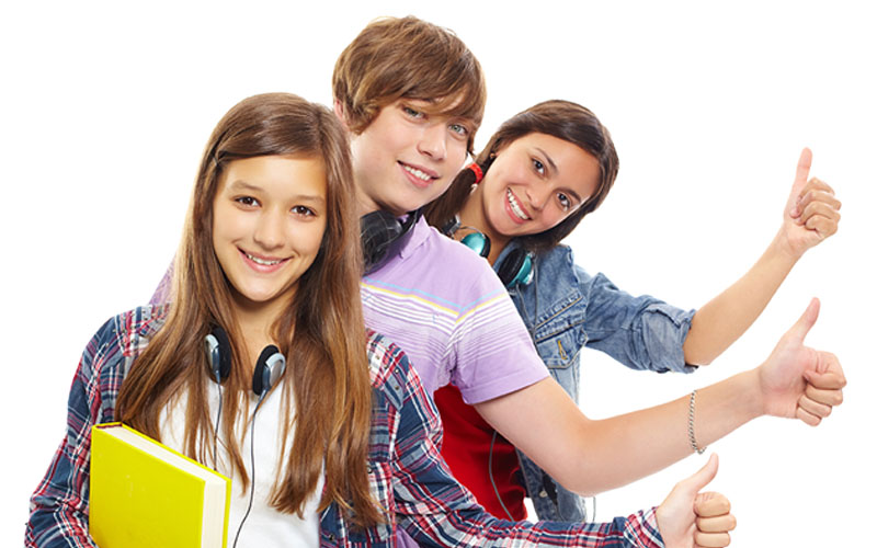 Teens thumbs up, Home banner